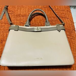 Michael Kors Tatiana Cream and Gray Satchel